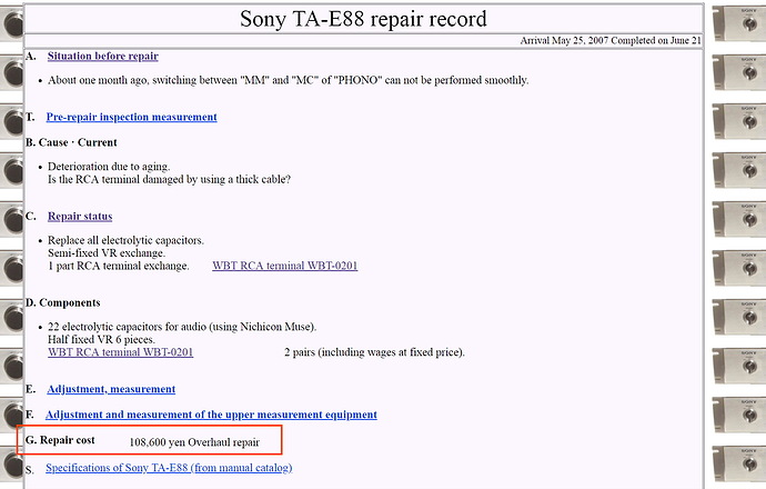 Repair cost, Japan