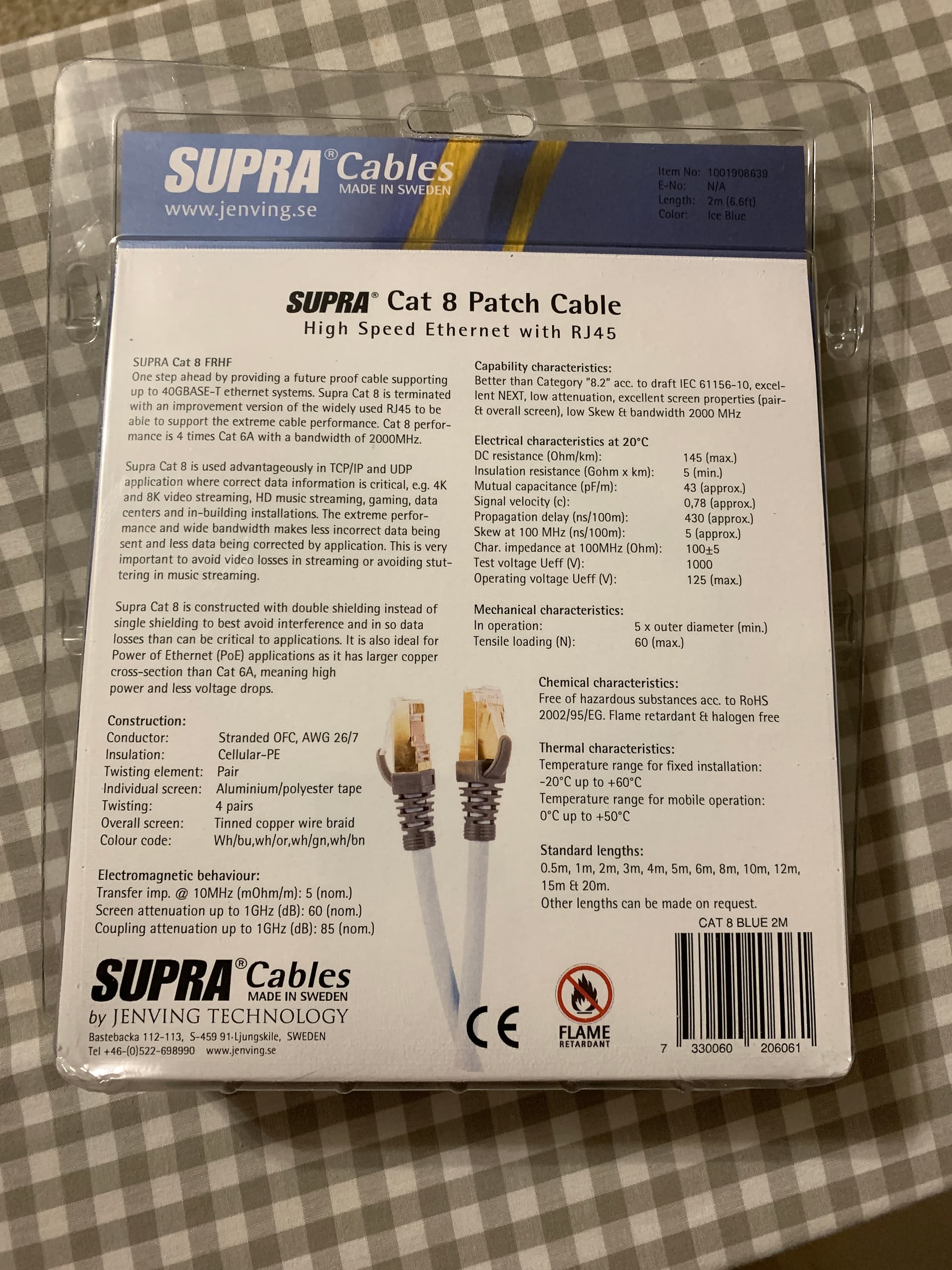 Supra CAT 8 STP Câble Ethernet RJ45 8m